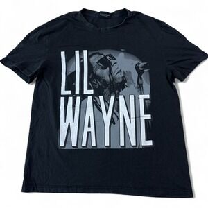 Lil Wayne T Shirt Adult Size Medium Black Vintage Style Big Logo Hip Hop Tee